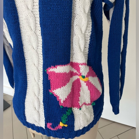 Vintage Picone Sport Umbrellas Cardigan Women M Hand Knitted Button Up - Picture 5 of 7